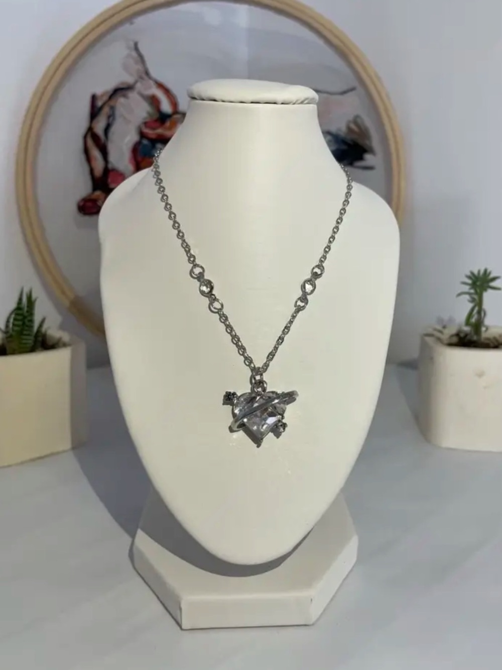 Silver Heart Pendant Necklace - Women Jewelry